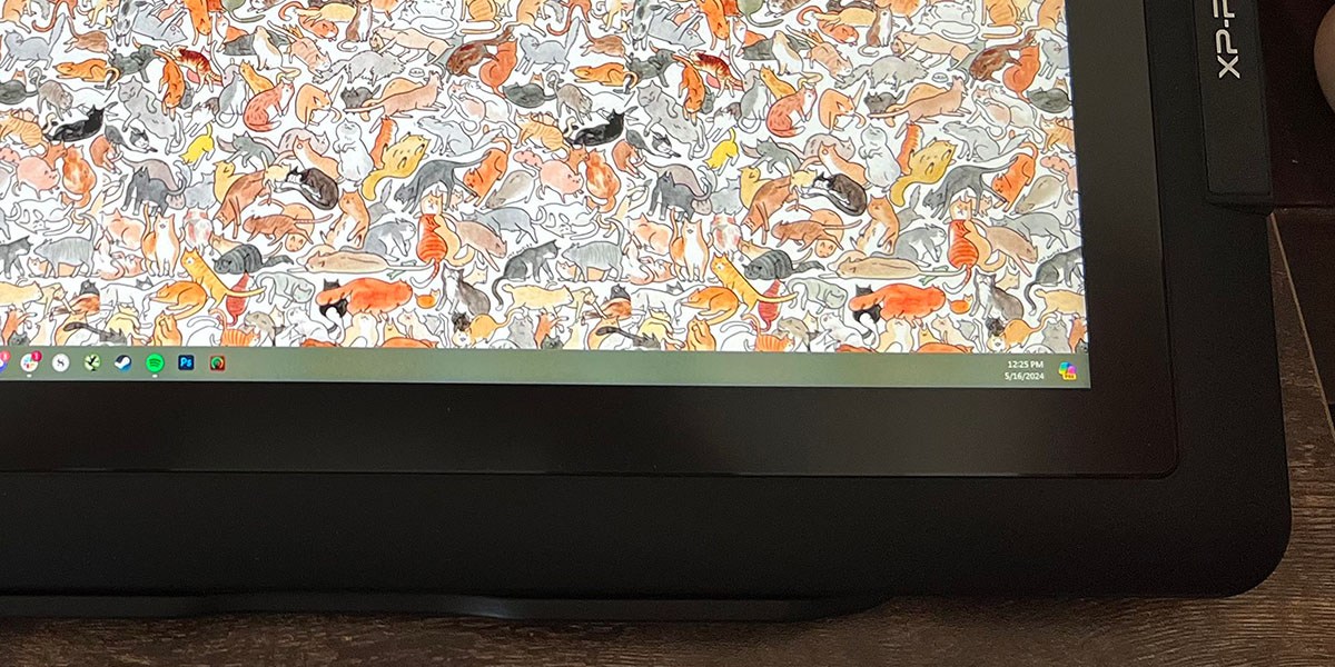 Closeup XP-Pen Drawing Tablet with Screen bottom right corner Closeup XP-Pen Drawing Tablet with Screen bottom right corner