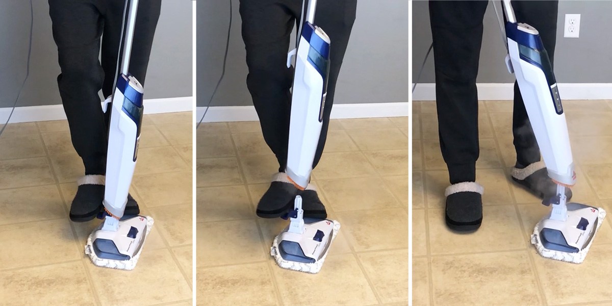 Collage with Bissell PowerFresh Deluxe 1806 Steam Mop on hard flooring Collage with Bissell PowerFresh Deluxe 1806 Steam Mop on hard flooring