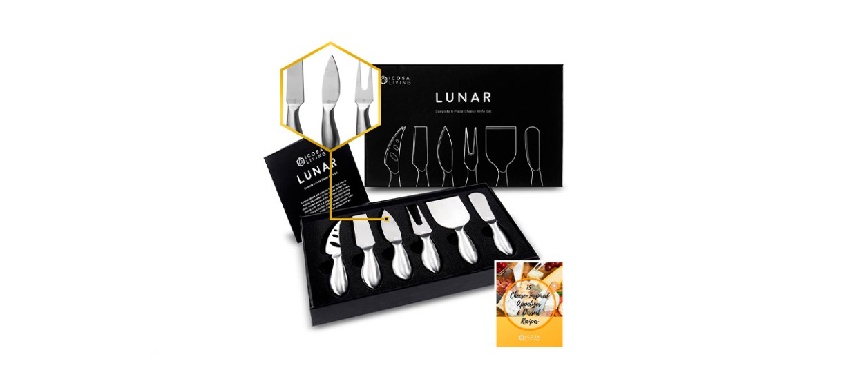 Icosa Living Lunar Premium 6-Piece Cheese Knife Set Icosa Living Lunar Premium 6-Piece Cheese Knife Set