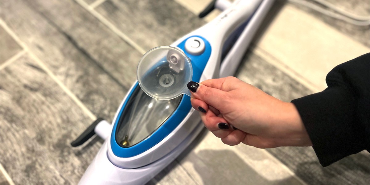 Closeup image of PurSteam 10-in-1 Steam Mop water reservoir