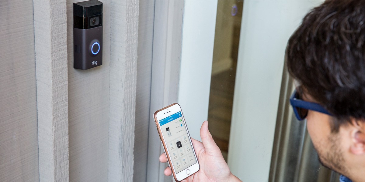 Person using Ring Doorbell app