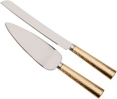 Creative Gifts Gold Hammered Handel Knife and Server Set