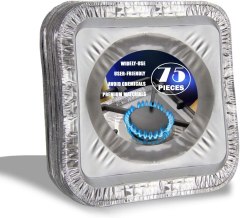 FMP Aluminum Foil Square Stove Burner Cover Range Protectors, 75-pack