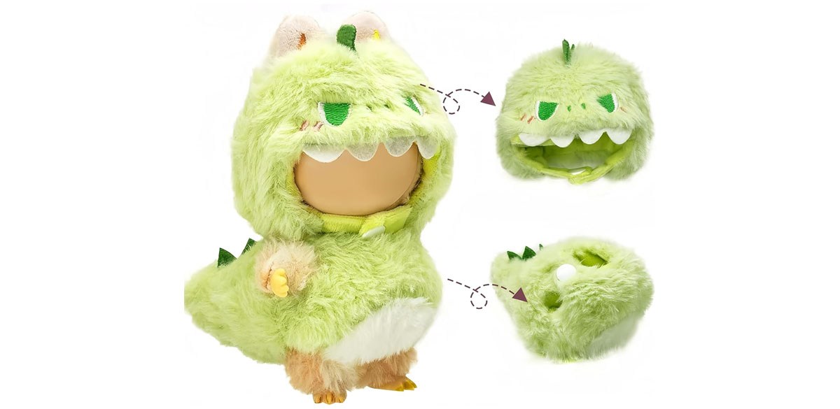 JRELECS 3-Dinosaur Costume Clothes for Labubu