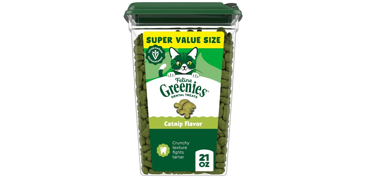 Greenies Feline Catnip Flavor Adult Natural Dental Cat Treats, 21-oz tub