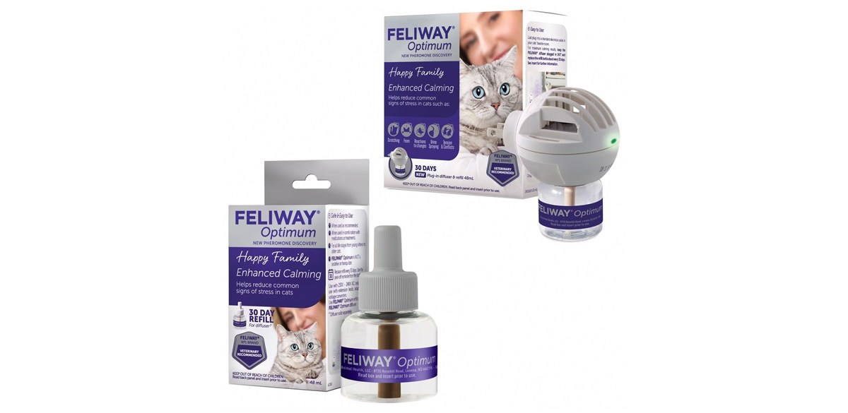 Bundle: Feliway Optimum Enhanced Calming 30 Day Diffuser for Cats + Pheromone