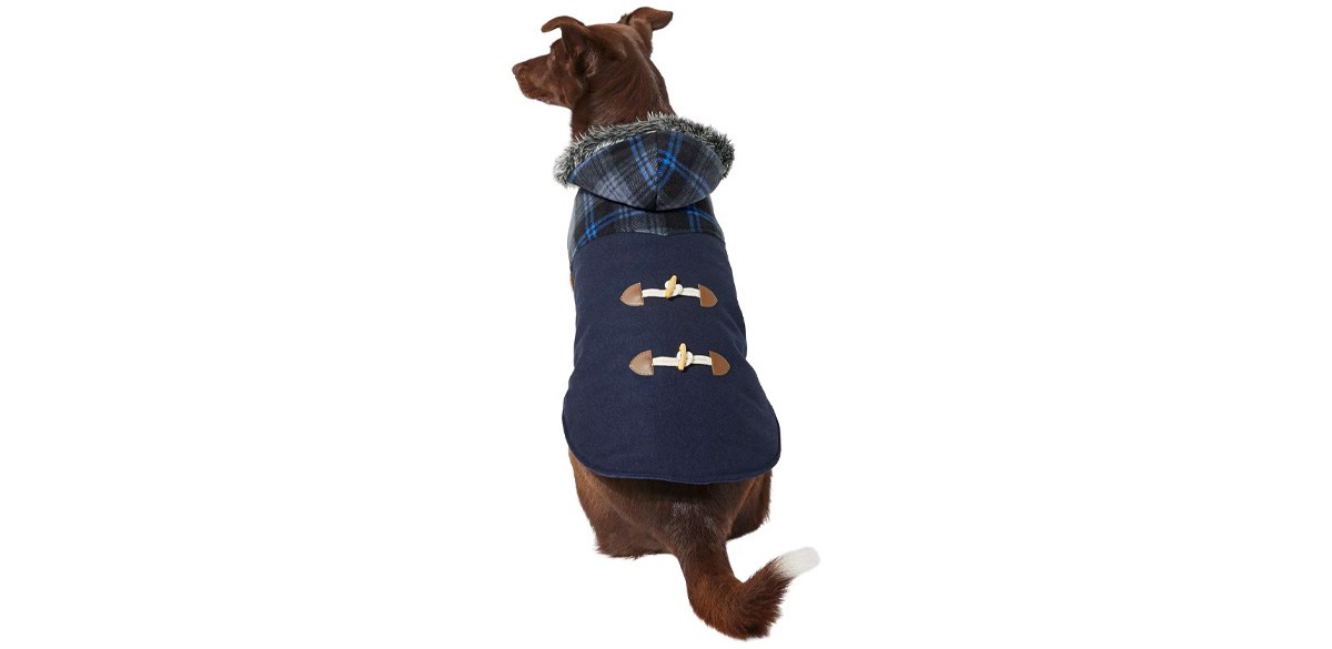 Frisco Mediumweight Plaid Hooded Insulated Dog &amp; Cat Peacoat