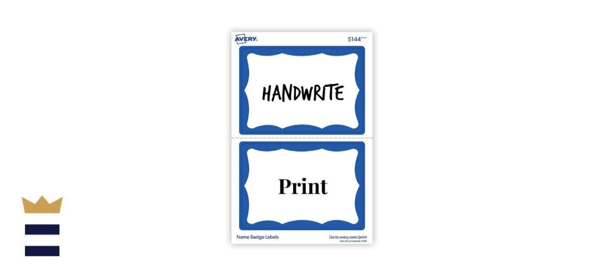 Avery 100 White Adhesive Name Tags with Blue Border