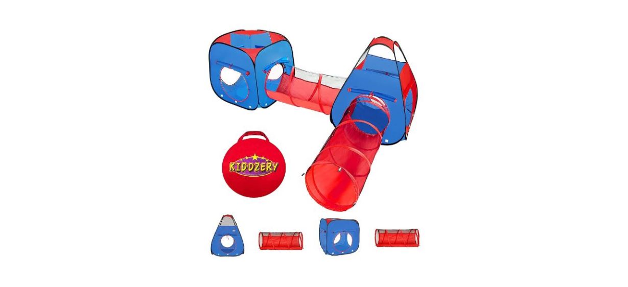 Kiddzery 4 Piece Kids Pop Up Play Tent with Tunnel and Ball Pit
