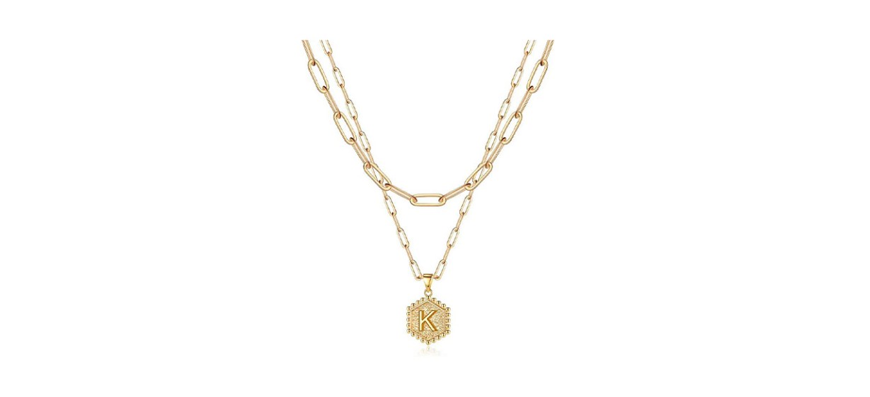 Best M Mooham Dainty Layered Initial Necklace