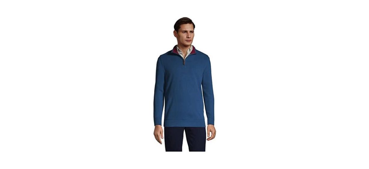 Best Mens Lands End Bedford Ribbed Quarter-Zip Pullover Sweater