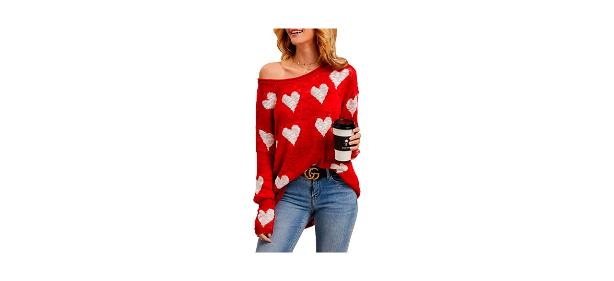 Best Tutorutor Women's Cute Love Heart Print Sweater