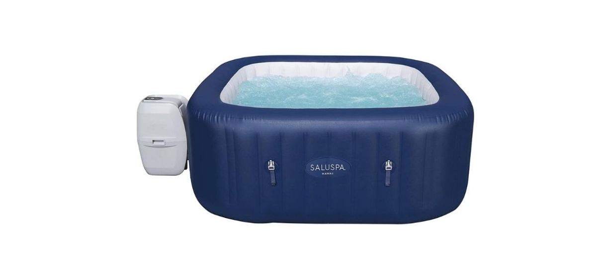 A blue inflatable hot tub