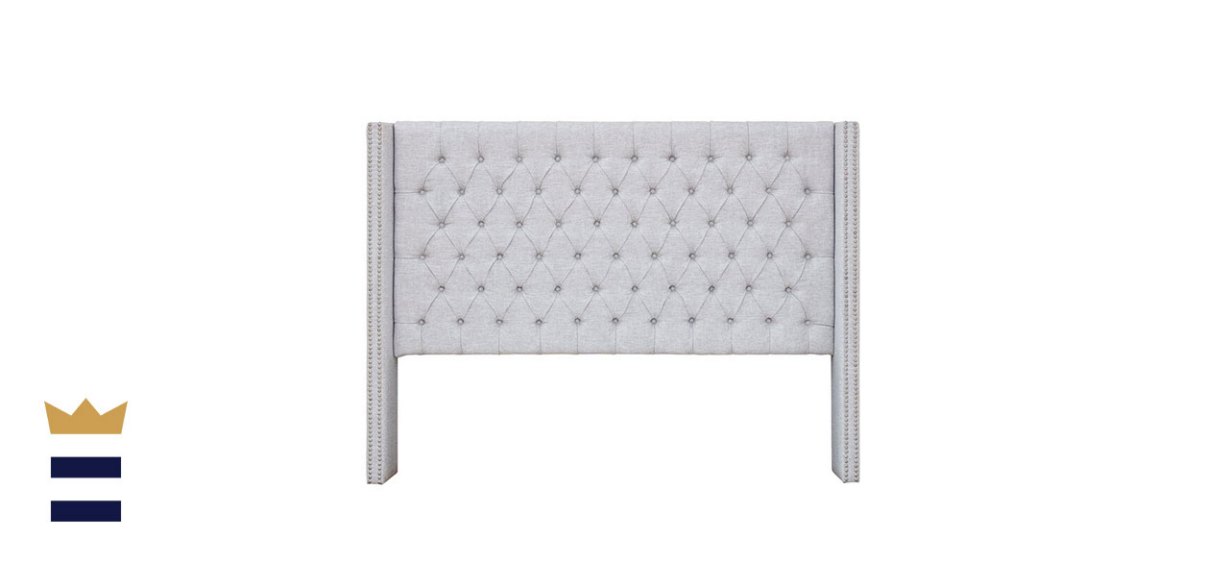 Emmie Adjustable Cream King/Cal King Upholstered Headboard With Square Tufting