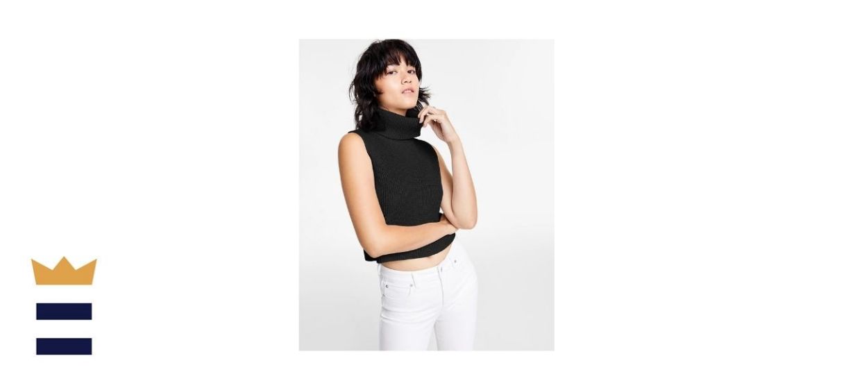 French Connection Abel Cotton Cropped Turtleneck Top
