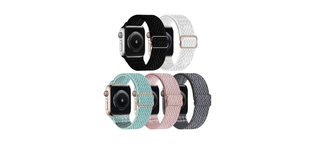 Gbpoot Five-pack of Breathable Nylon Apple Watch Bands