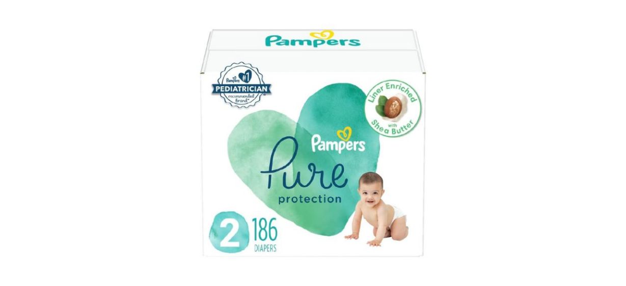 Box of Pampers Pure Protection Diapers size 2