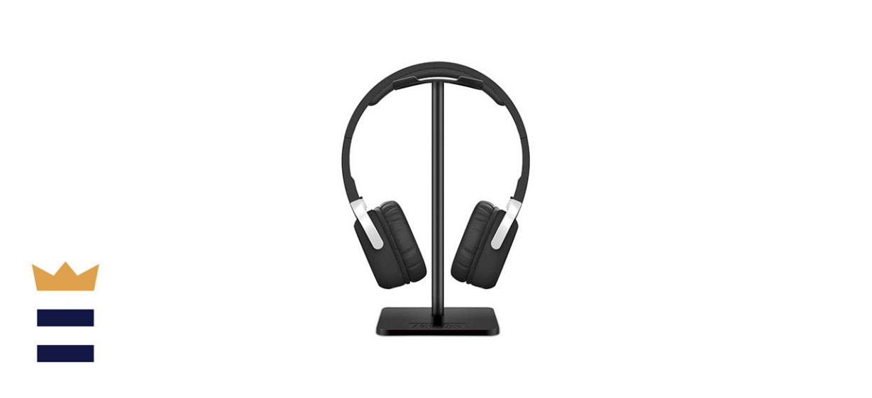 New Bee 8.85-Inch Black Aluminum Headphone Stand with Flexible Rest