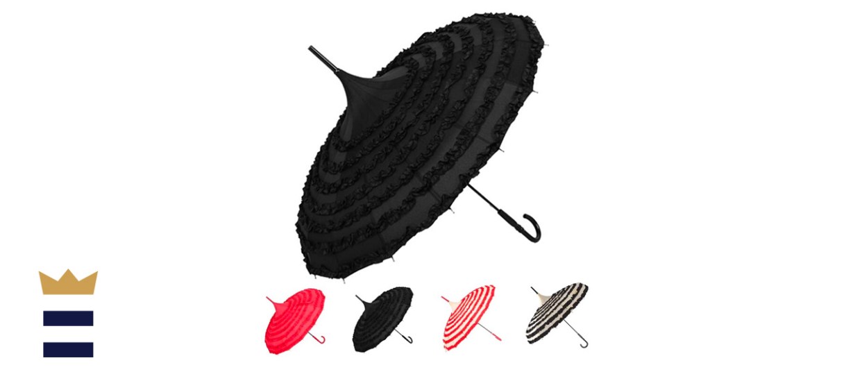 Outgeek Sunproof Lace Flowers Pagoda-Shaped Victoria Style Parasol