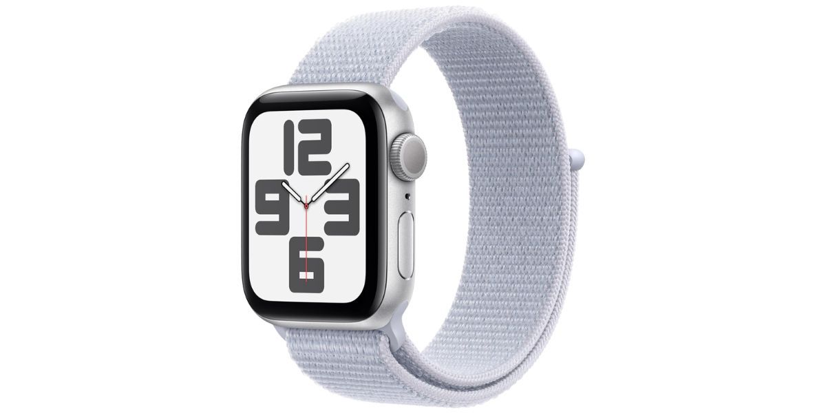 Apple Watch SE (2nd Gen) [GPS 40mm] Smartwatch with Silver Aluminum Case with Blue Cloud Sport Loop One Size