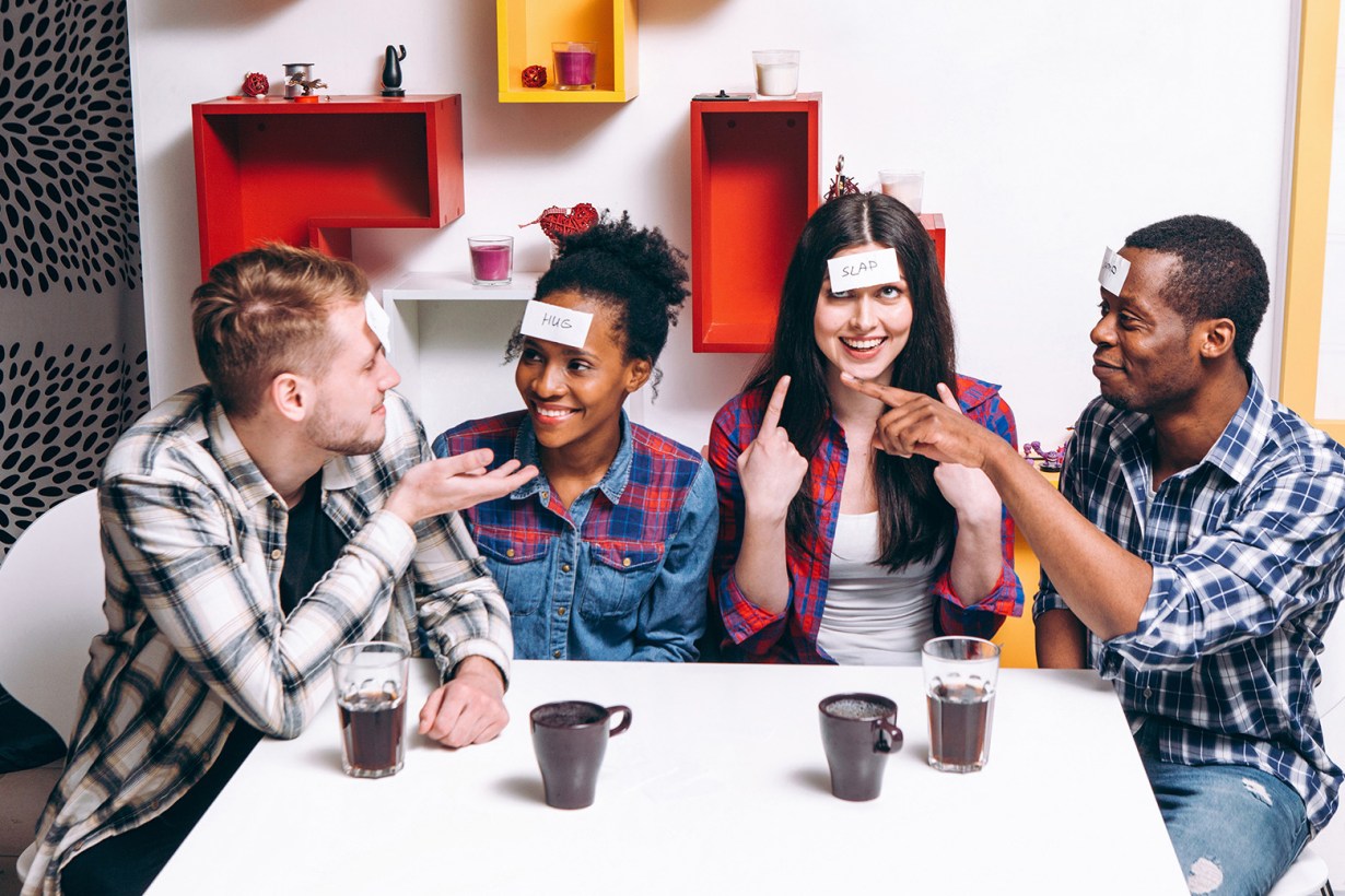 a group of friends playing games