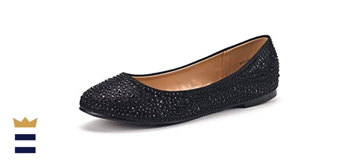 DREAM PAIRS Women's Sole-Shine Rhinestone Ballet Flats Shoes