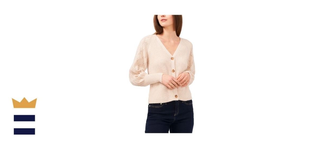 State Stitch Detail Button-Front Cardigan 