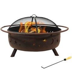 Sunnydaze 42" Large Fire Pit with Spark Screen