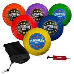 Franklin Sports Six Pack Playground Balls with Mesh Carry Bag And Pump - 8.5 Inch Diameter