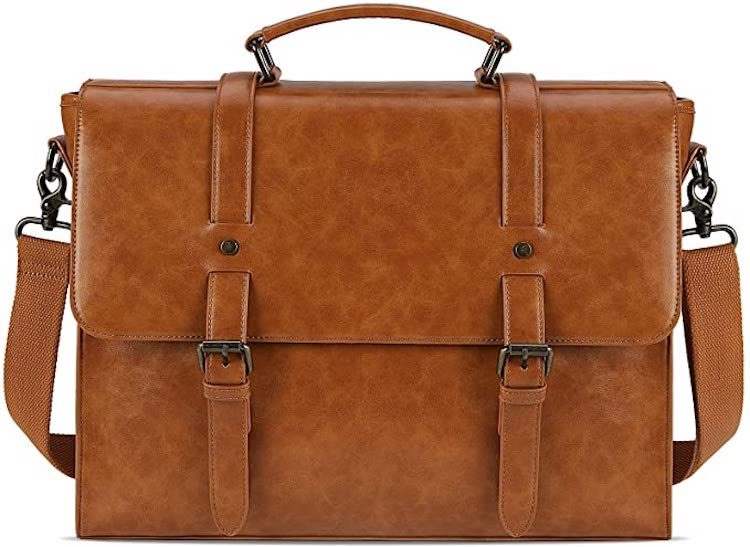 Lubardy Vintage Leather Messenger Waterproof Briefcase