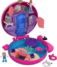 Polly Pocket Pocket World Flamingo Floatie Pool Compact with Adventure Dolls