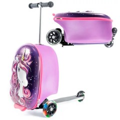 Kiddietotes Electric Scooter Suitcase w/ 3D Hard Unicorn Shell