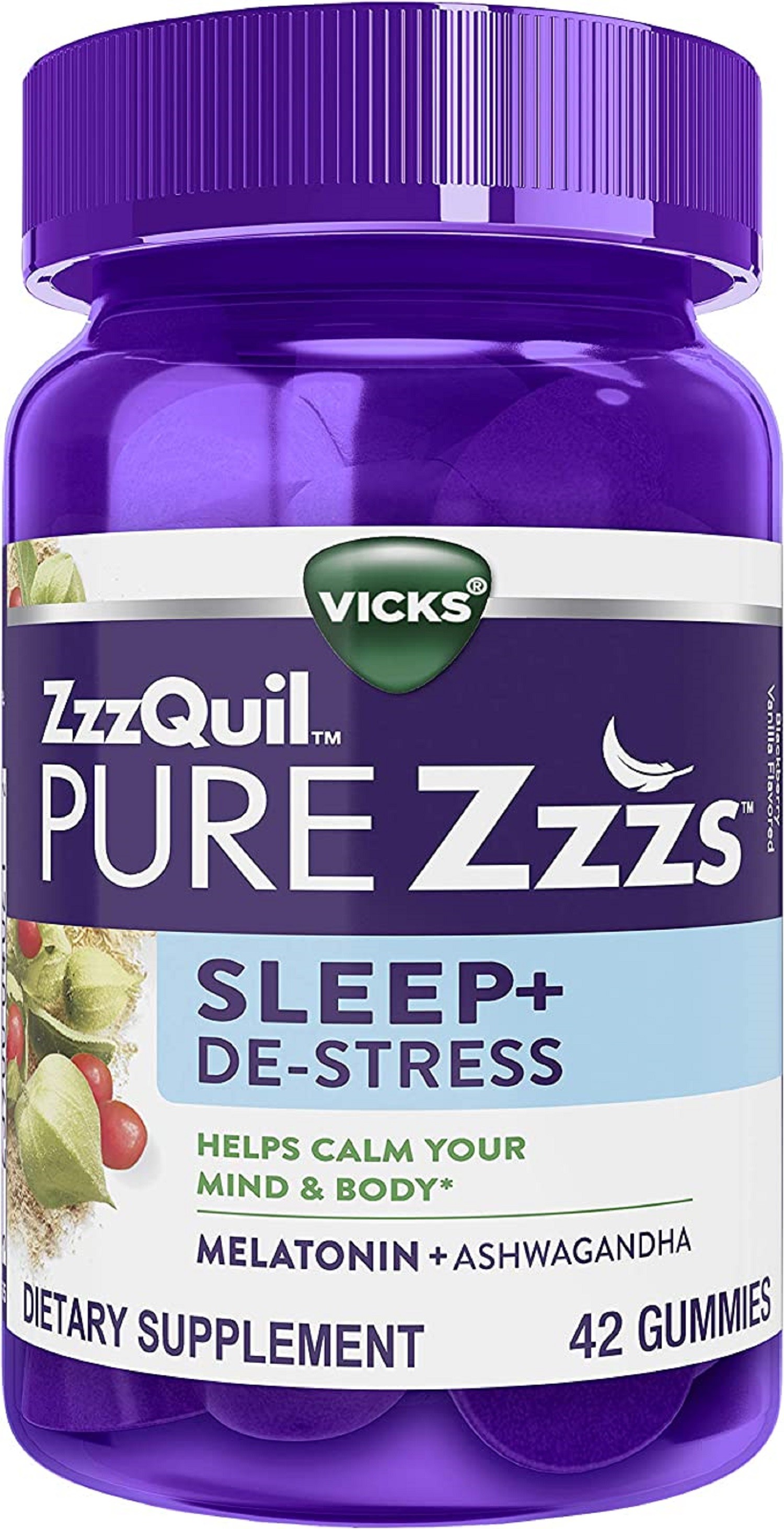 ZzzQuil PURE Zzzs De-Stress Melatonin Sleep Aid Gummies