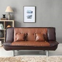 Orren Elllis Garvey Twin Faux Leather Convertible Sofa