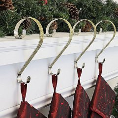 Grandin Road 4-Pack Gold Glitter Stocking Scrolls