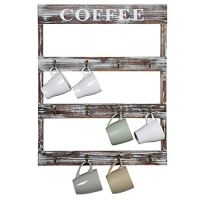 MyGift 12 Hook Rustic Wall Mounted Wood Coffee Mug Holder