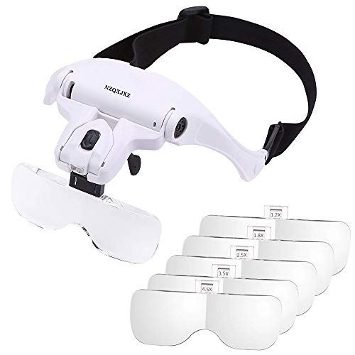 NZQXJXZ Headband Magnifier Glasses LED Magnifying Loupe