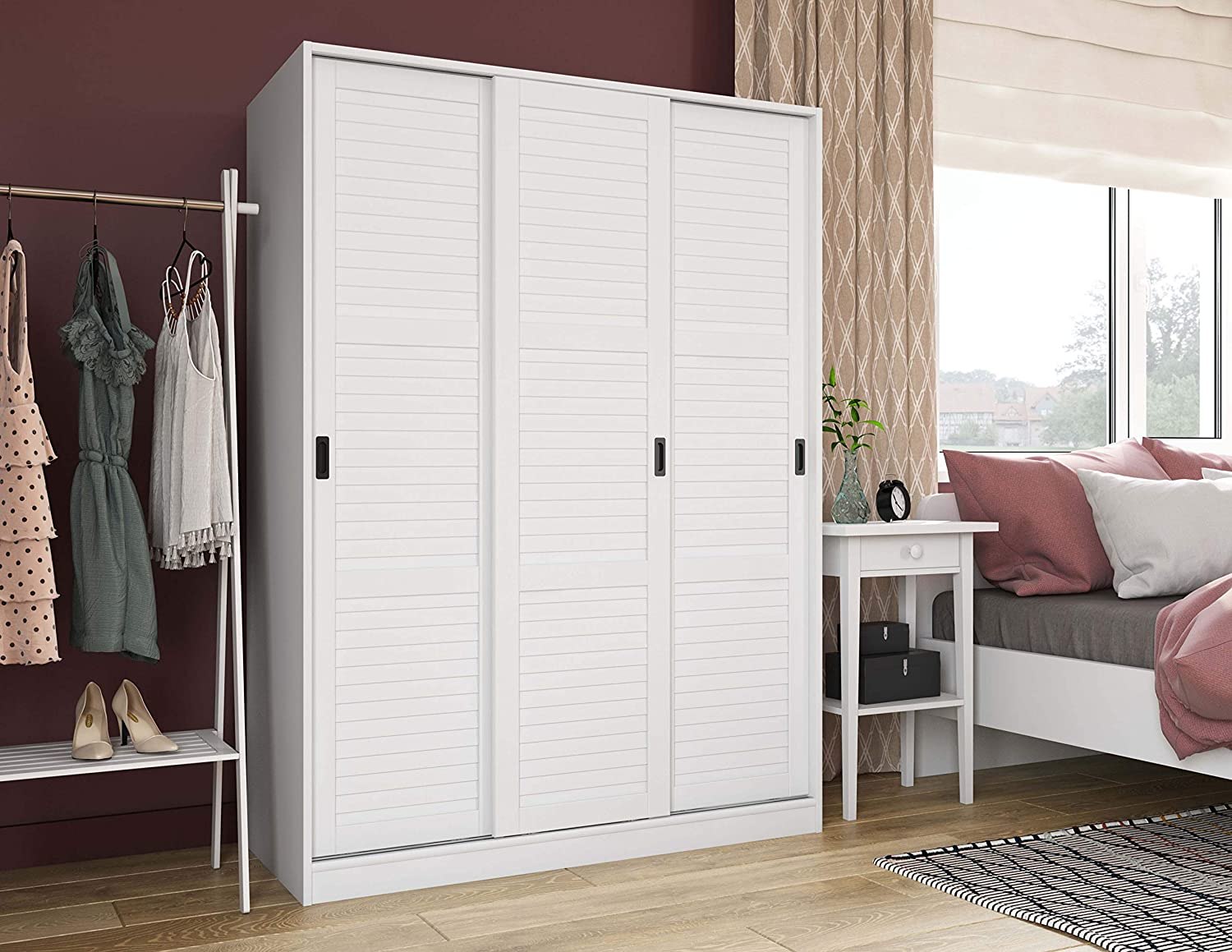 Palace Imports Solid Wood 3-Sliding Door Wardrobe
