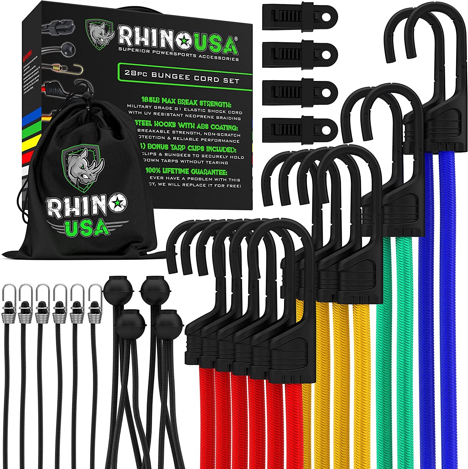 Rhino USA 20-Piece Bungee Cord Set