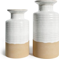 Barnyard Designs Modern Farmhouse Decor Stoneware Vases, Set of 2