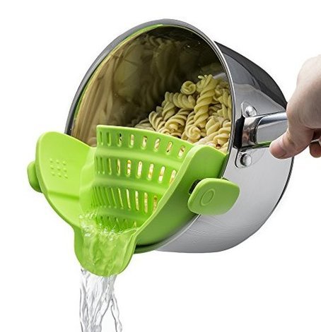 green metal colander